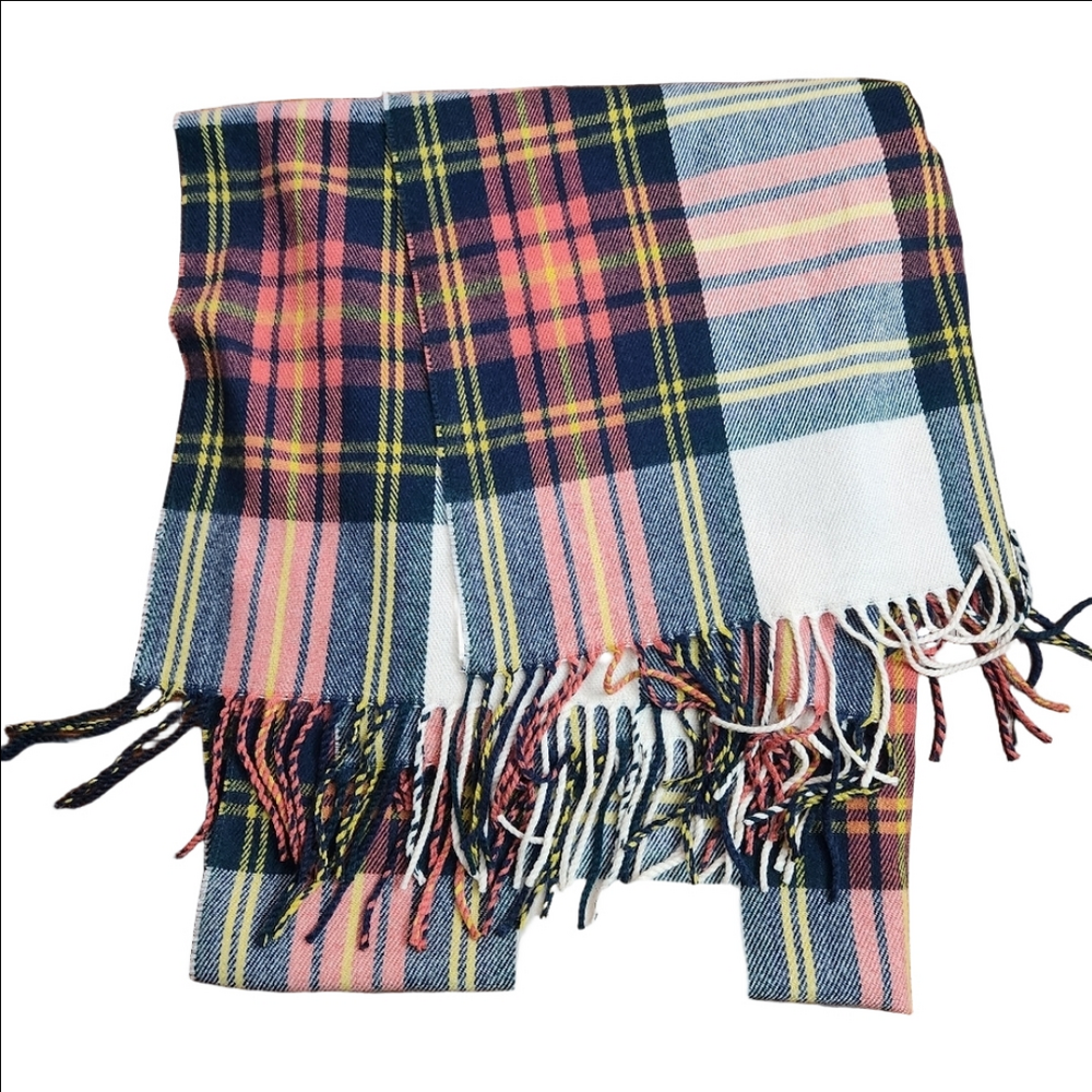 J. Crew NWOT plaid sweater Scarf one size with arm holes and fringe wear 2 ways